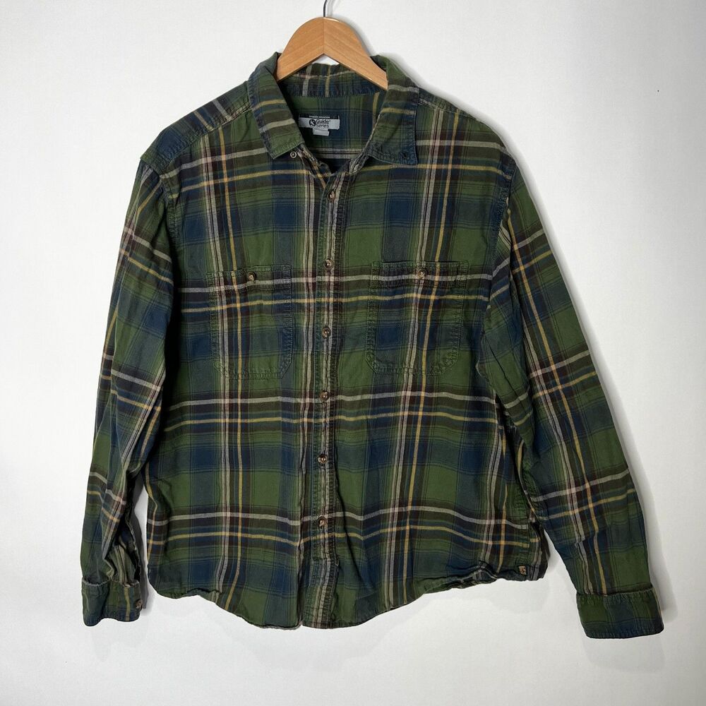Guide Series Button Up Plaid Long Sleeve Work Shirt Green Men's Size XL